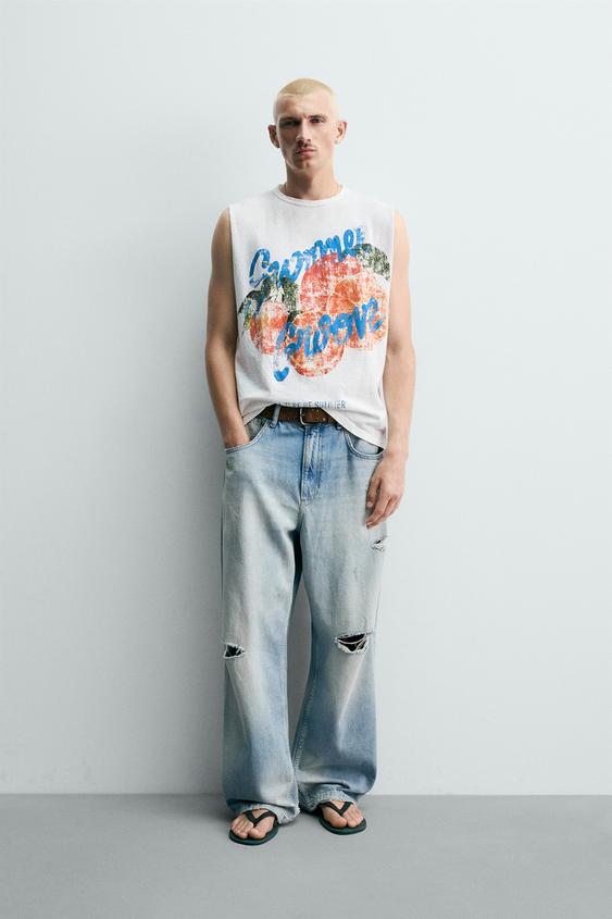 WASHED KNIT PRINTED TANK TOP from Zara - $39.90
