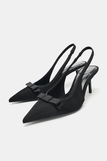 CHAUSSURES À TALONS EN TISSU AVEC NŒUD - Noir de Zara - Image 3