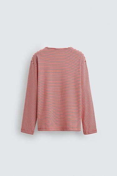 T-SHIRT EN JACQUARD À RAYURES ÉDITION LIMITÉE - Rouge / Blanc de Zara - Image 7