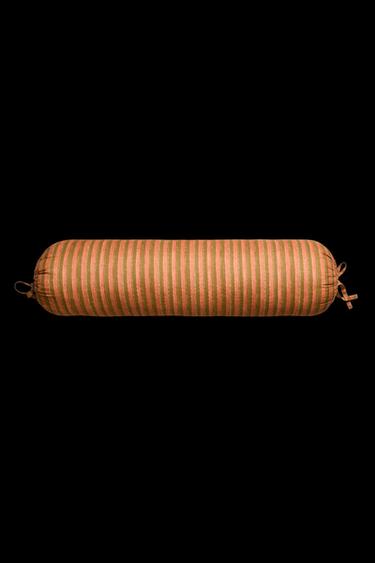 STRIPED CYLINDRICAL CUSHION - Orange by Zara