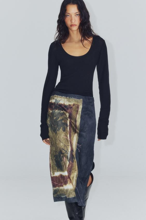 JUPE MIDI IMPRIMÉE ZW COLLECTION - Multicolore de Zara - Image 1