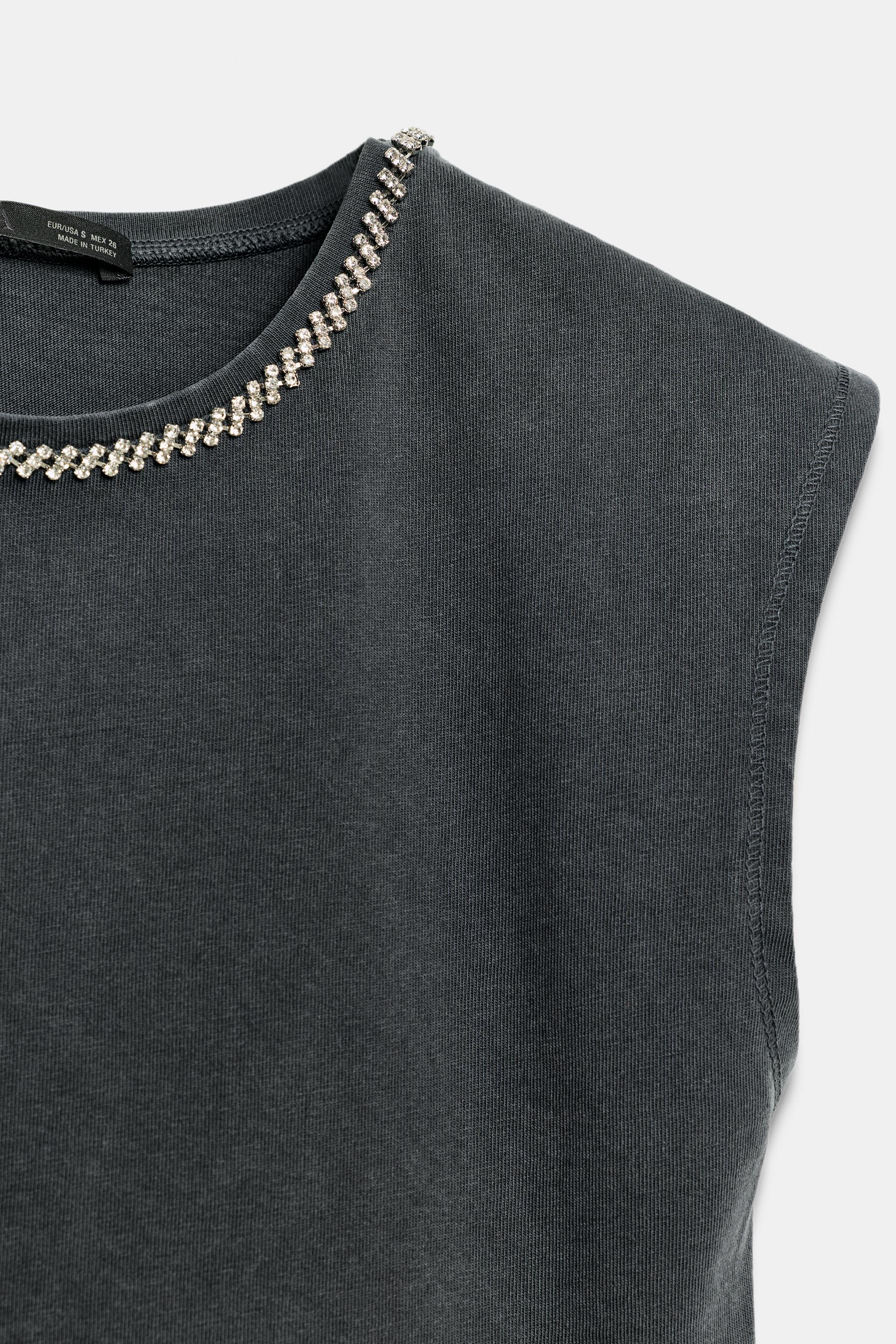 Zara WASHED EFFECT JEWEL T-SHIRT — фото 8