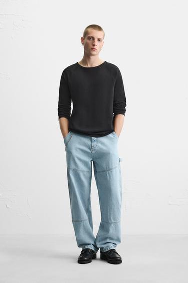 VERWASCHENE HOSE MIT ZIMMERMANNS-TASCHE - Hellblau von Zara - Bild 0