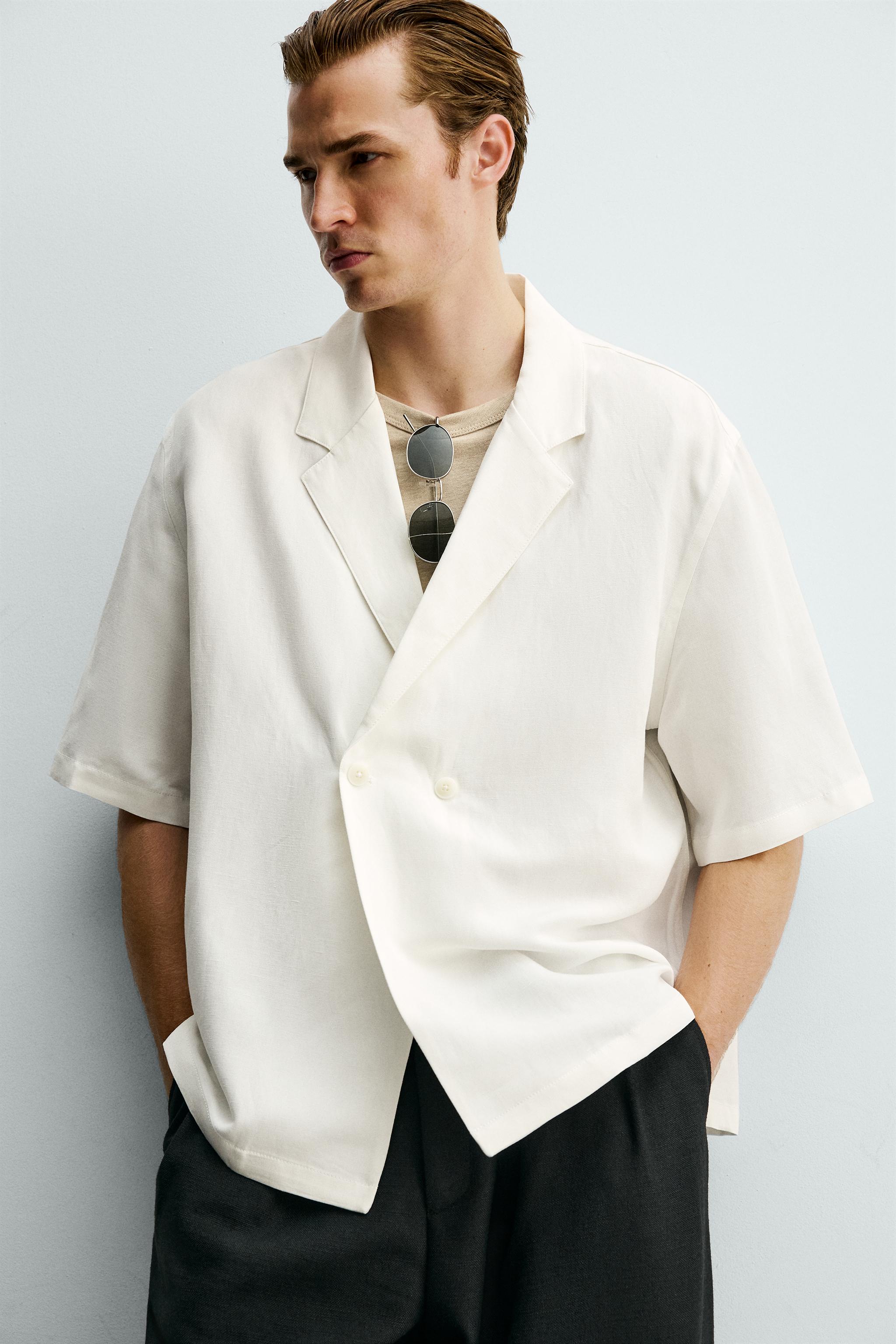 VISCOSE/LINEN KIMONO SHIRT - Oyster-white | ZARA Singapore