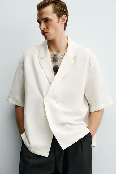 CHEMISE KIMONO VISCOSE - LIN - Blanc cassé de Zara - Image 4