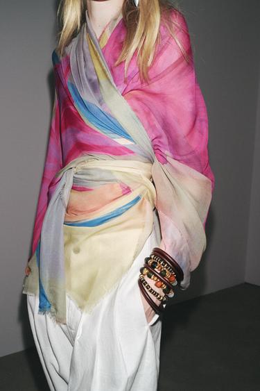 Zara MODAL PRINTED SCARF - Multicolored