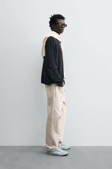 COTTON-LINEN REGULAR FIT JUMPER - Dark navy by Zara - Image 3