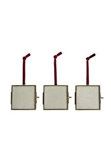 Zara CHRISTMAS SQUARE BORDER TREE ORNAMENT (PACK OF 3) - Golden