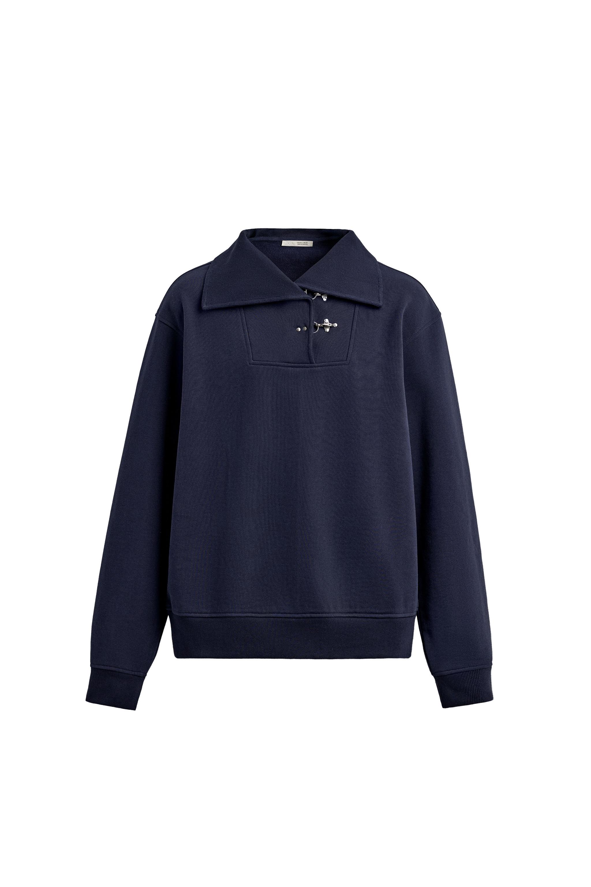 RELAXED FIT FIREMAN CLASP SWEATSHIRT - Navy blue | ZARA South Africa