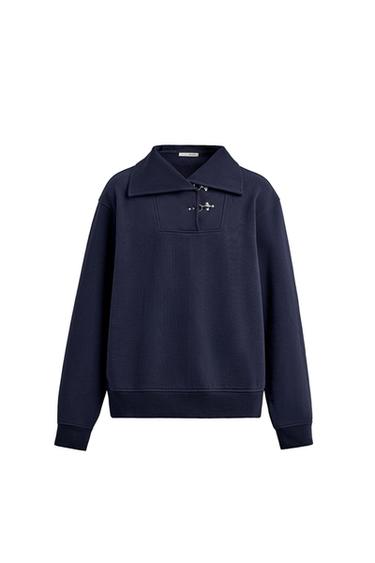 RELAXED FIT FIREMAN CLASP SWEATSHIRT - Navy blue by Zara