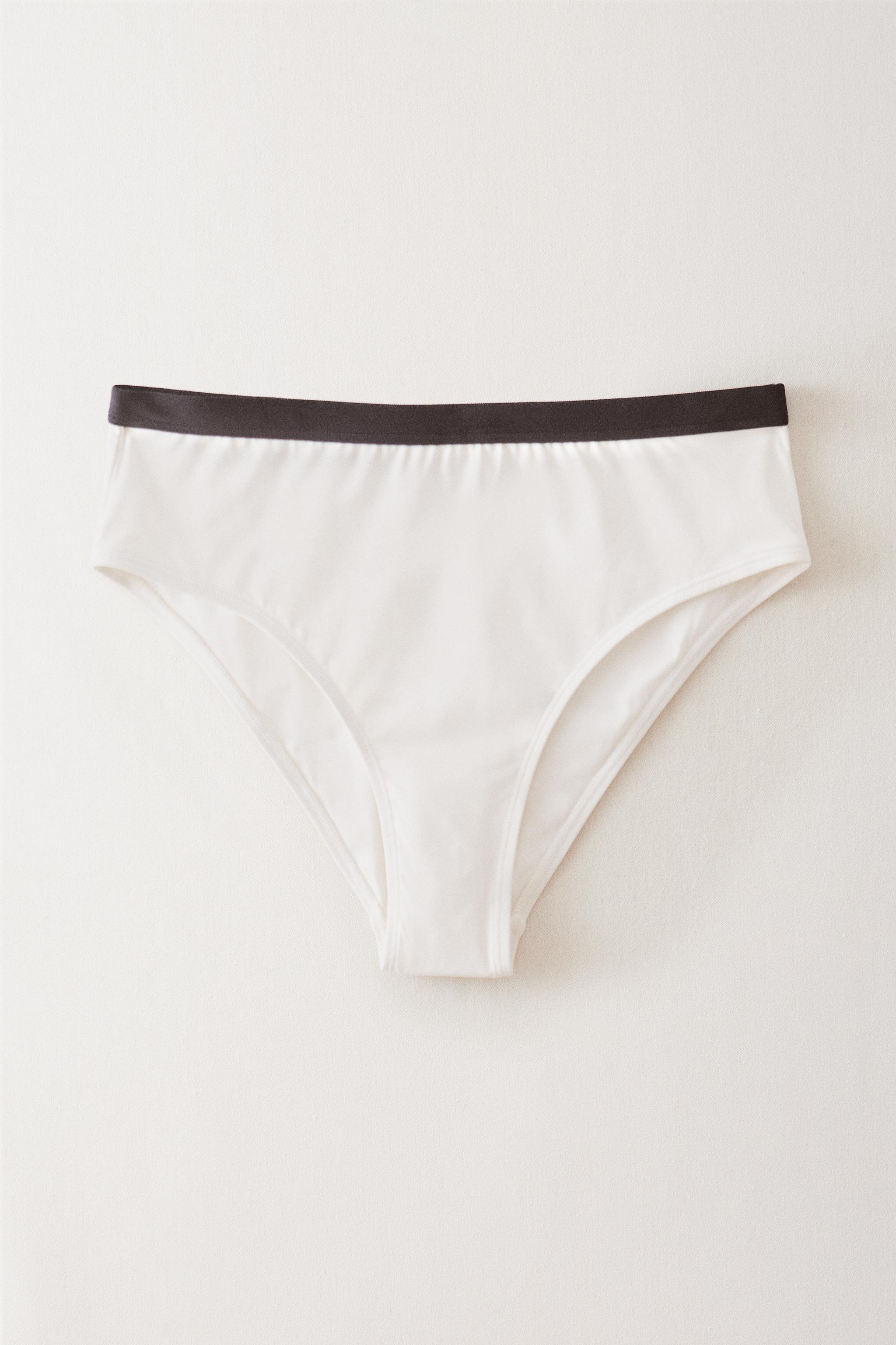 HIGH-WAISTED BEACH BIKINI BOTTOMS WITH CONTRAST BAND