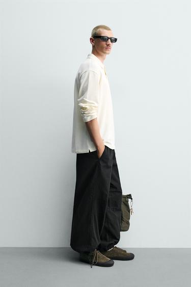 RELAXED FIT PARACHUTE TROUSERS - Black by Zara - Image 3