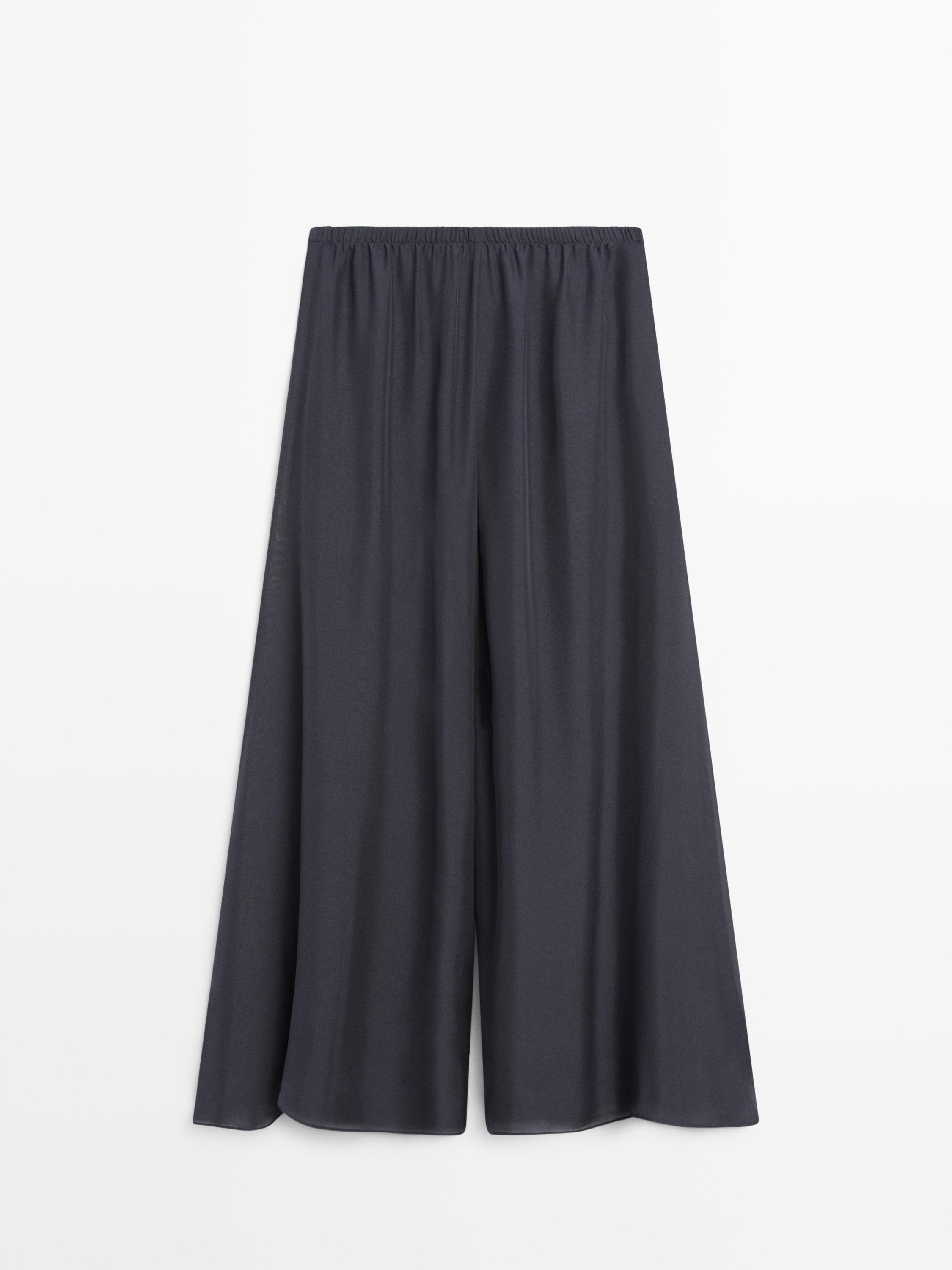 Flowing voluminous 100% silk trousers