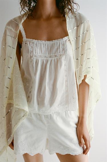 ASYMMETRIC CHIFFON TOP WITH RUFFLES - White by Zara