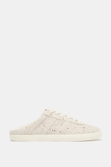 FABRIC SLINGBACK TRAINERS - Ecru White by Zara