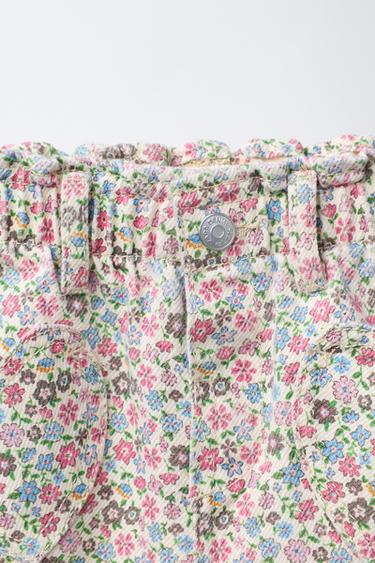 PANTALON BAGGY EN SERGÉ À FLEURS - Fuchsia de Zara - Image 2