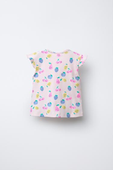 T-SHIRT CÔTELÉ IMPRIMÉ NŒUD - Rose clair de Zara - Image 1