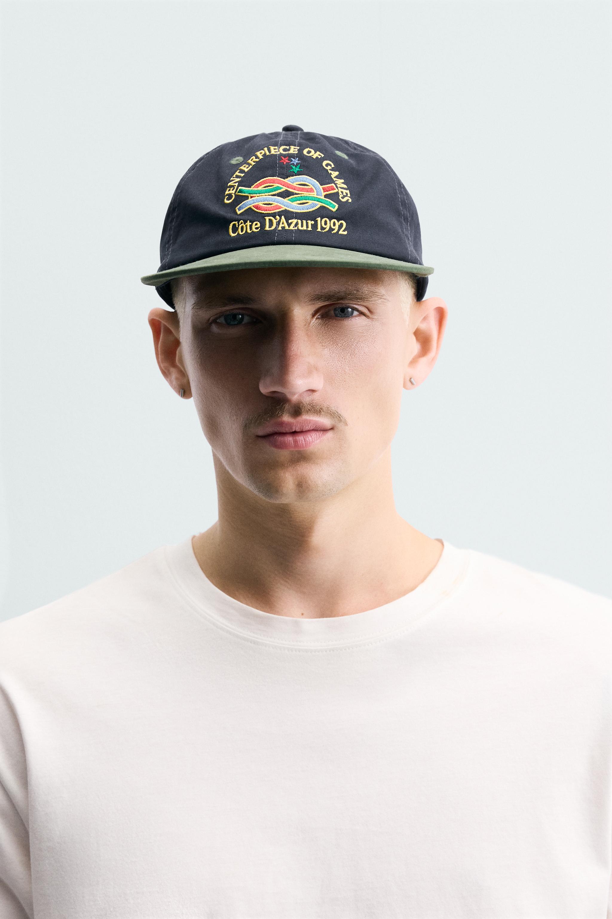 Мужские кепки Zara EMBROIDERED FLAT VISOR