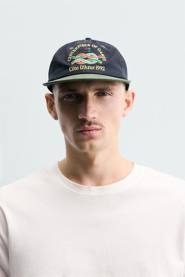 EMBROIDERED FLAT PEAK CAP - Navy blue by Zara - Image 0