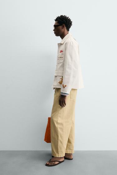 GRAPHIC PRINT RELAXED FIT OVERSHIRT - Ecru by Zara - Image 3