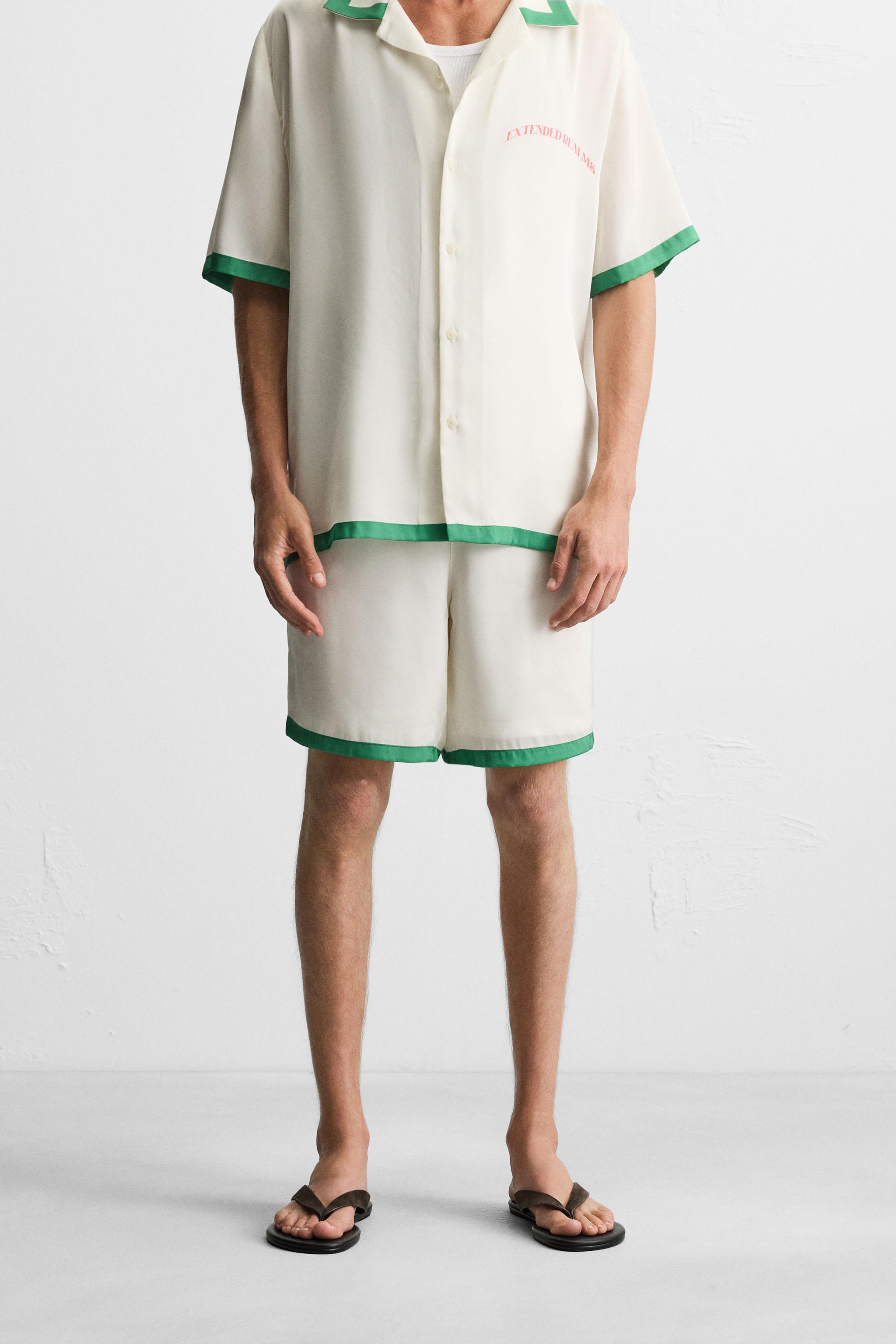 SATIN SHORTS WITH CONTRAST STRIPES