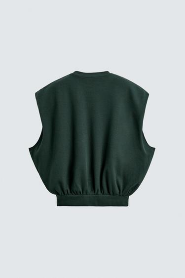 GILET INTERLOCK STRUCTURÉ PIQUÉ - Vert canard de Zara - Image 6