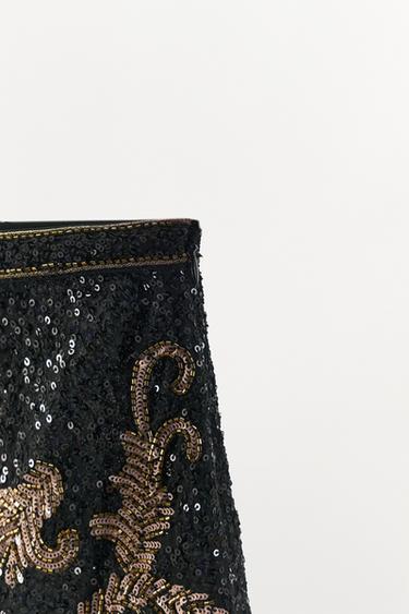 EMBROIDERED SHORT SKIRT - Black by Zara - Image 8