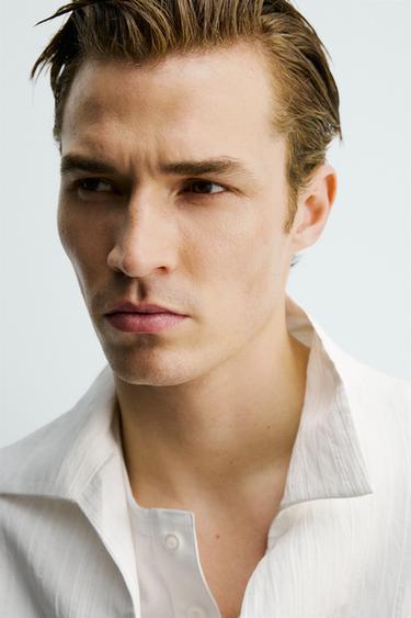 KËMISHË BOXY FIT JACQUARD ME VIJA - I bardhë nga Zara