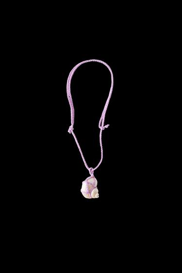 CORD AND SEASHELL NECKLACE - Mauve by Zara - Image 0