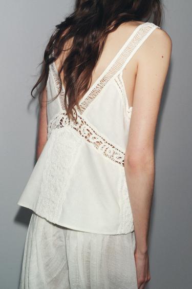 TOP DENTELLE ZW COLLECTION - Blanc de Zara - Image 3