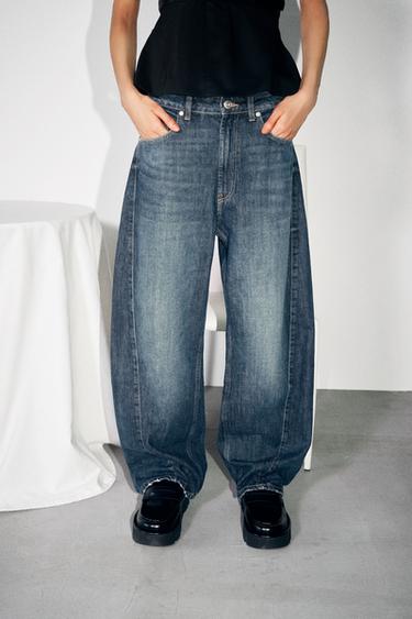 TRF BAGGY BARREL MID-WAIST JEANS - Blue by Zara