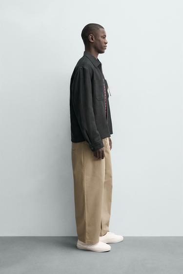 100% LINEN ZIP-UP OVERSHIRT - Black by Zara - Image 3