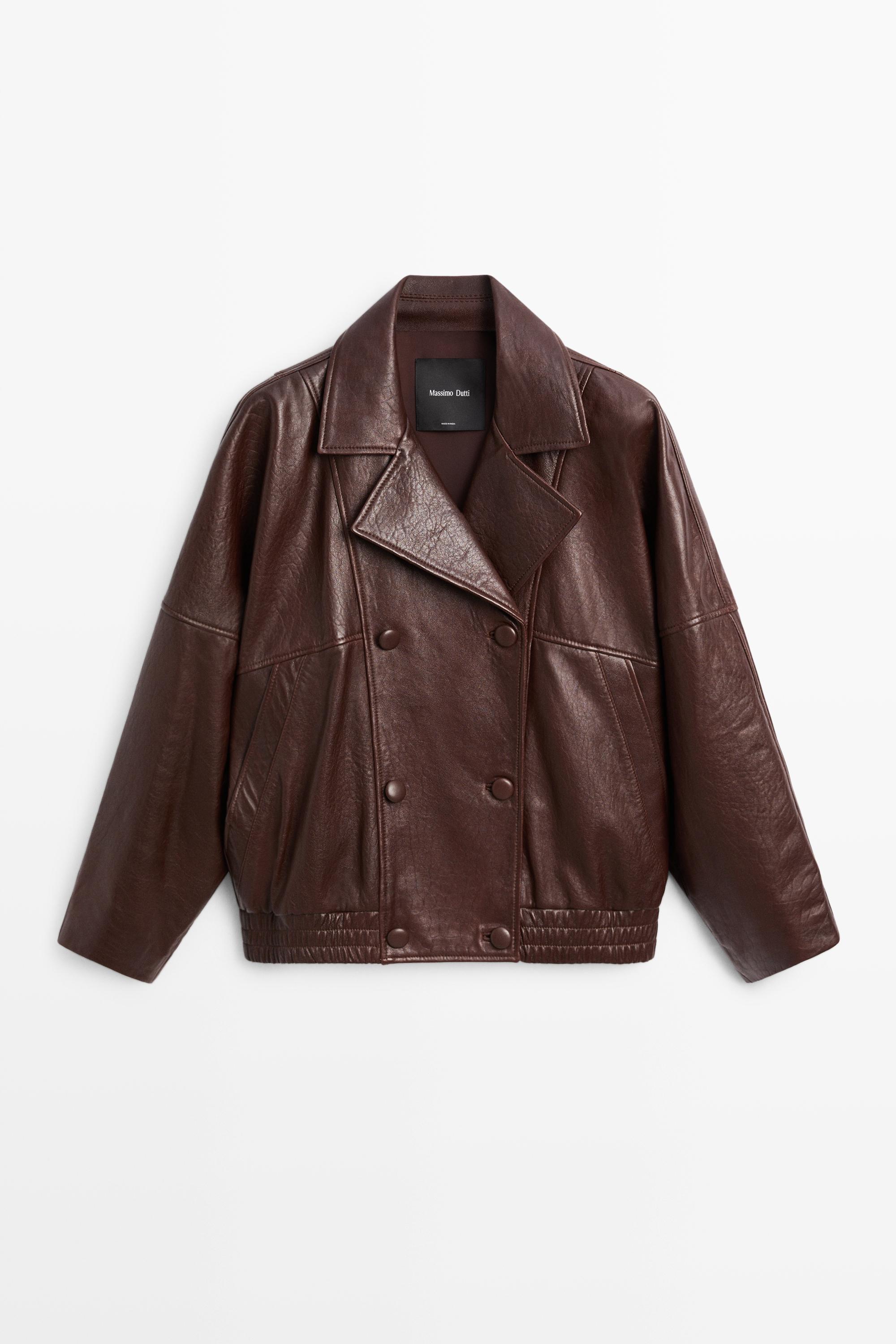 Nappa leather bomber jacket — Brown