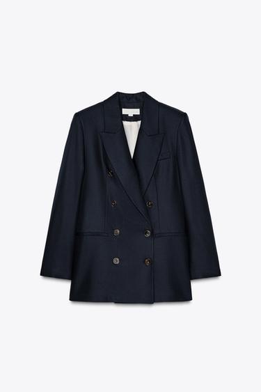 BLAZER CRUZADA HOMBRERAS - Marino de Zara