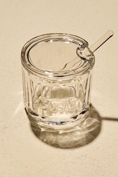 GLASS SUGAR BOWL WITH LID -  by Zara