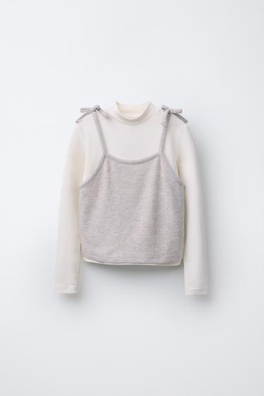 T-SHIRT WITH KNITTED VEST - Beige by Zara - Image 0