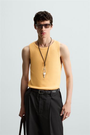 CAMISETA TANK RIB - Naranja de Zara
