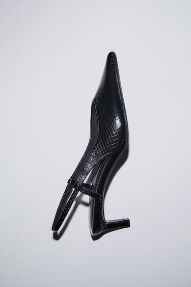 Zara TEXTURED SLINGBACK SHOES - Black