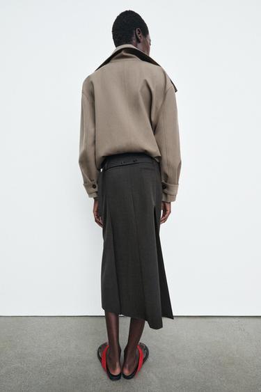 ZW COLLECTION STRAIGHT MIDI SKIRT - Brown by Zara - Image 4