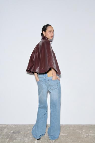 ZW COLLECTION LIMITED EDITION 100% LEATHER CAPE - Burgundy by Zara - Image 2