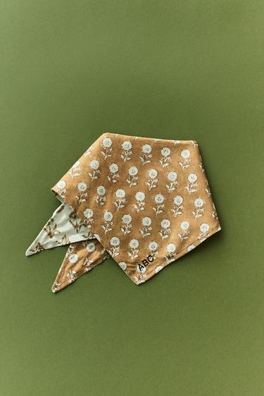 REVERSIBLE BLOCK PRINT PET BANDANA - Yellow by Zara