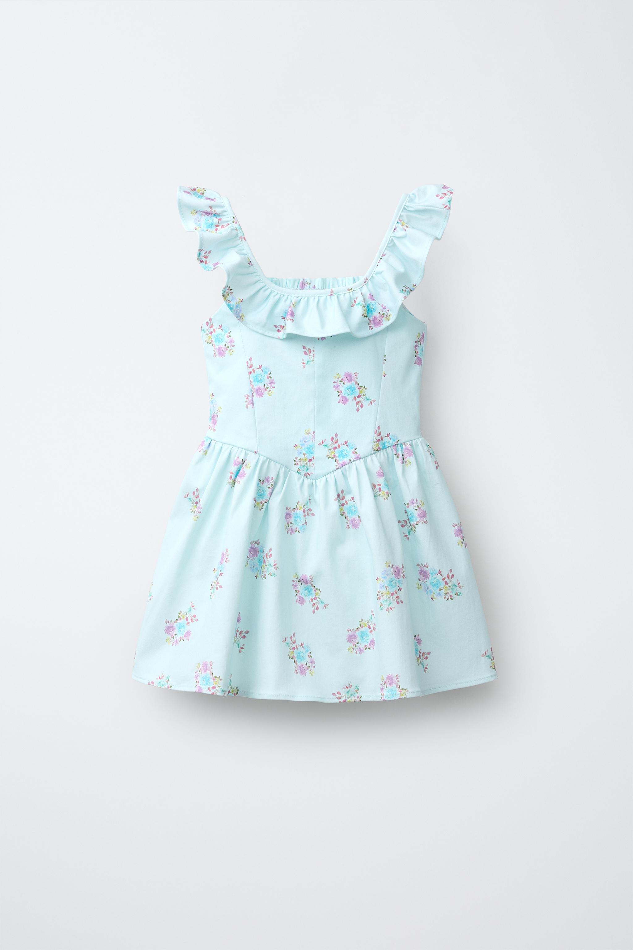 RUFFLED FLORAL PRINT DRESS - Pastel blue | ZARA United States RUFFLED FLORAL PRINT DRESS - Pastel blue | ZARA United States