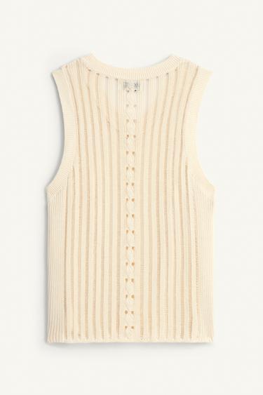 OPEN-KNIT TANK TOP - Light beige by Zara - Image 5