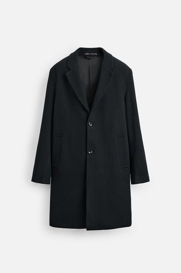 Zara 100% WOOL COAT - Navy blue