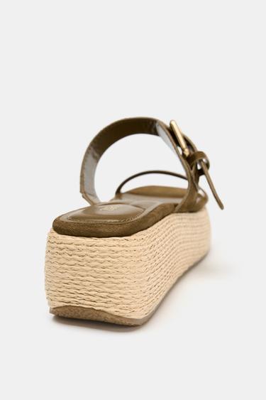 STRAPPY PLATFORM SANDALS - Khaki Green by Zara - Image 4