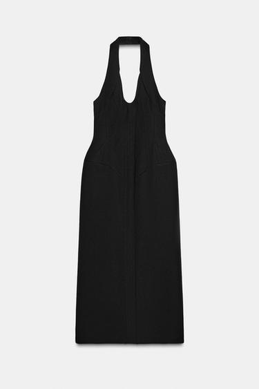 Zara ZW COLLECTION LIMITED EDITION HALTER DRESS - Black
