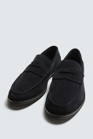 LEATHER PENNY LOAFERS - Blue by Zara - Image 4