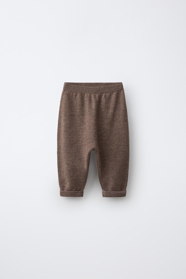 WOOL-CASHMERE BLEND DROP-CROTCH LEGGINGS — Brown
