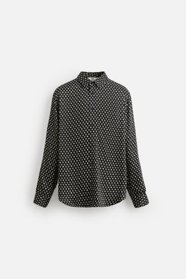 Zara GEOMETRIC PRINT SHIRT LIMITED EDITION - Black