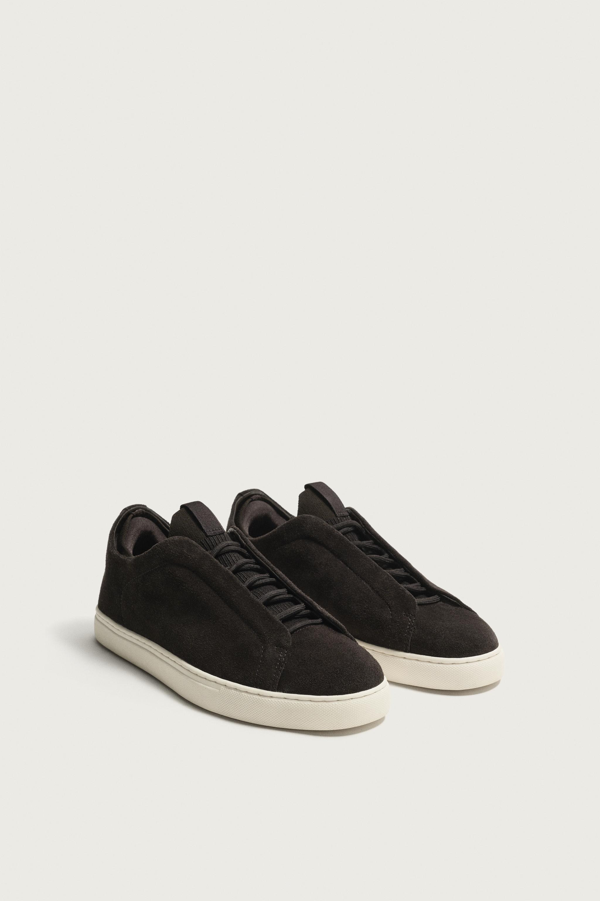 LEATHER SNEAKERS — Brown